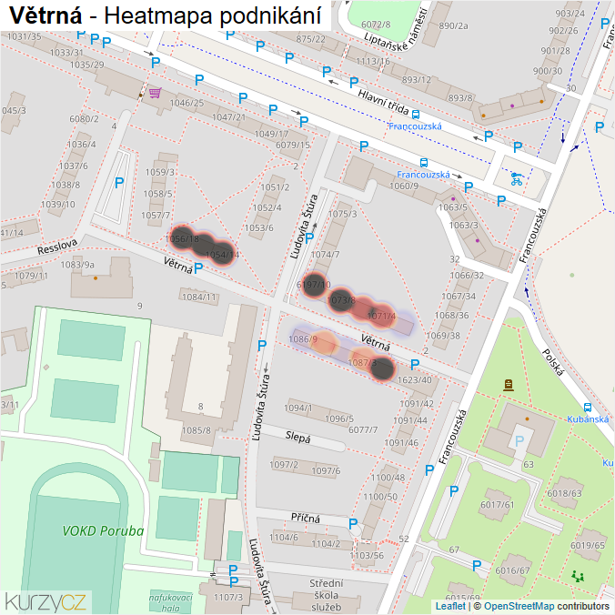 Mapa Větrná - Firmy v ulici.