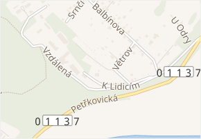 Větrov v obci Ostrava - mapa ulice