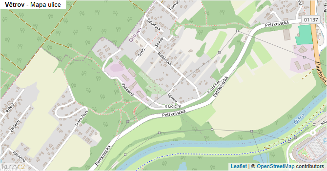 Větrov - mapa ulice