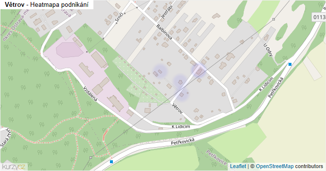 Větrov - mapa podnikání