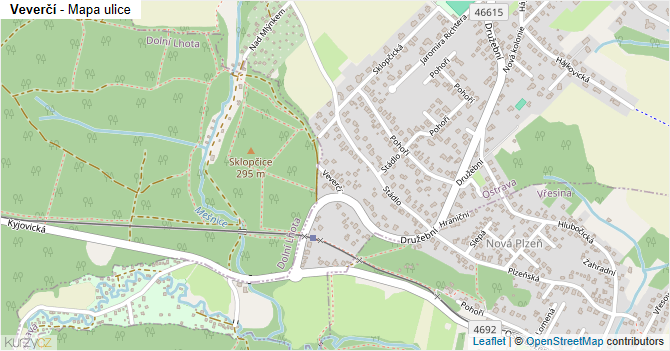 Veverčí - mapa ulice