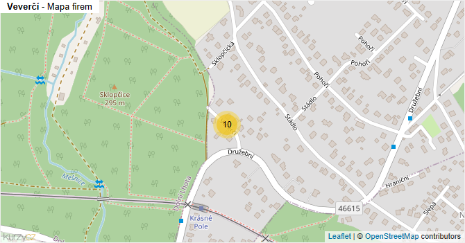 Veverčí - mapa firem