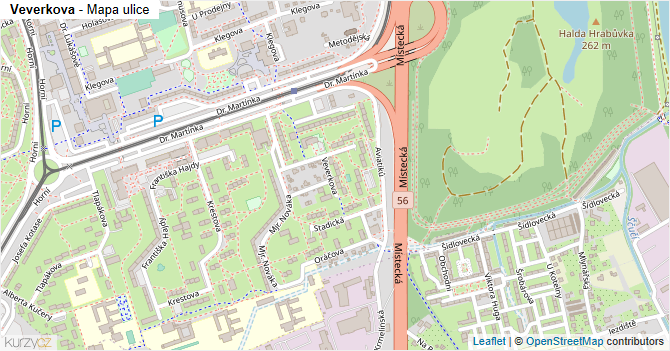 Veverkova - mapa ulice