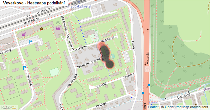 Veverkova - mapa podnikání