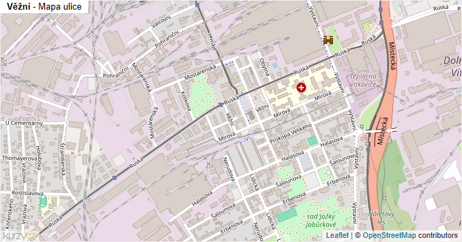 Věžní - mapa ulice