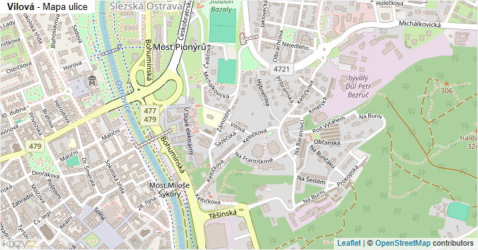 Vilová - mapa ulice