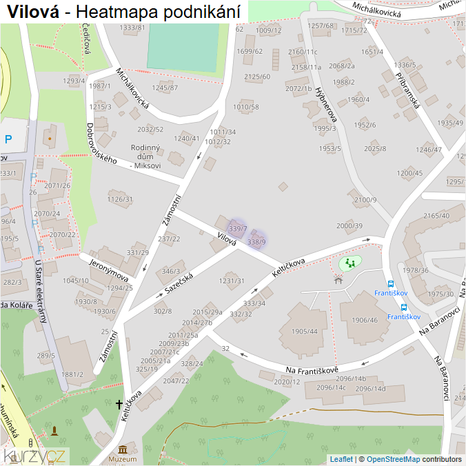 Mapa Vilová - Firmy v ulici.