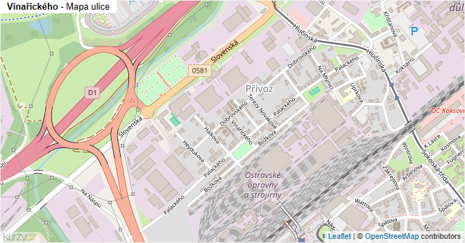 Vinařického - mapa ulice