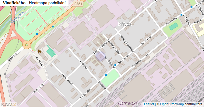 Vinařického - mapa podnikání
