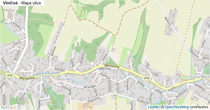 Viničná - mapa ulice