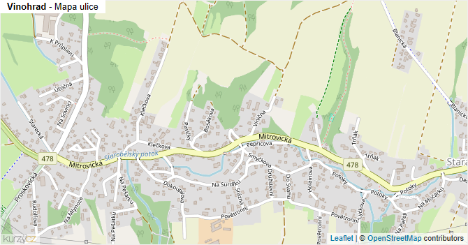 Vinohrad - mapa ulice
