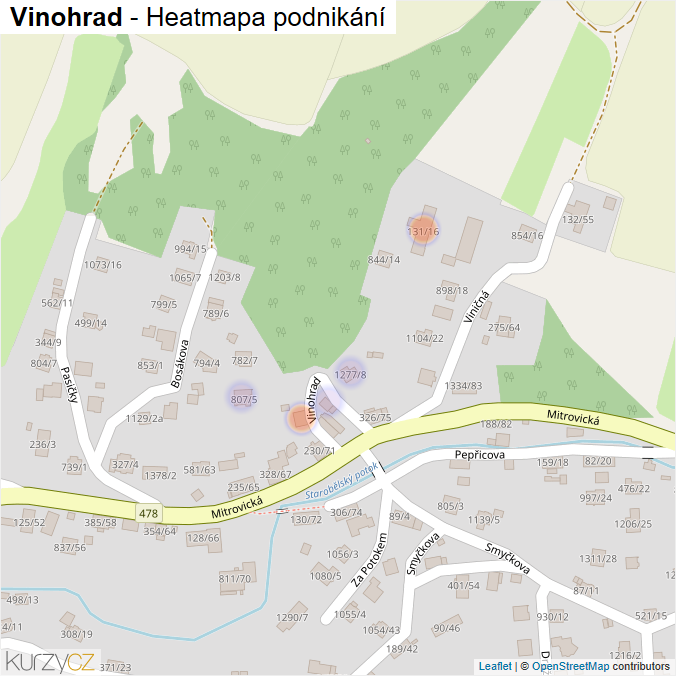 Mapa Vinohrad - Firmy v ulici.