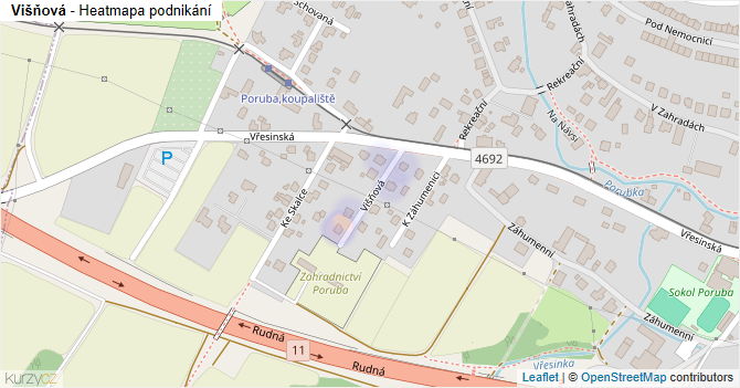 Višňová - mapa podnikání