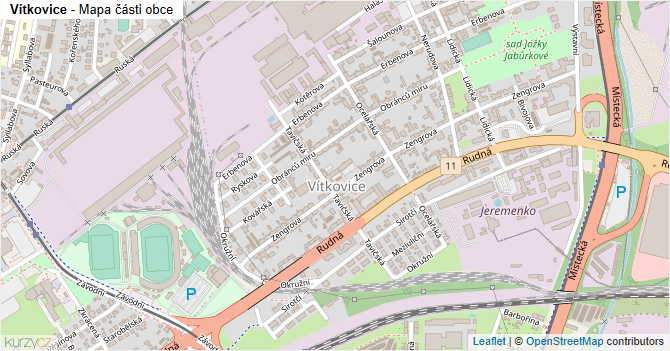 Vítkovice - mapa části obce