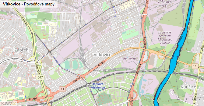 Vítkovice - záplavové mapy stoleté vody
