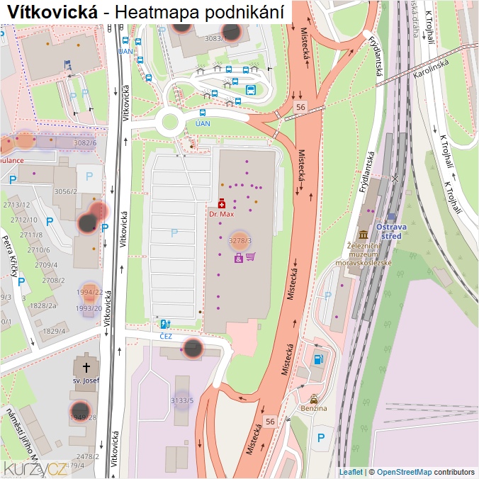 Mapa Vítkovická - Firmy v ulici.