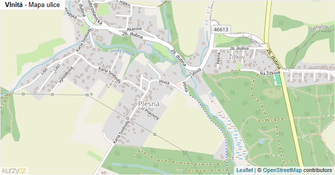 Vlnitá - mapa ulice