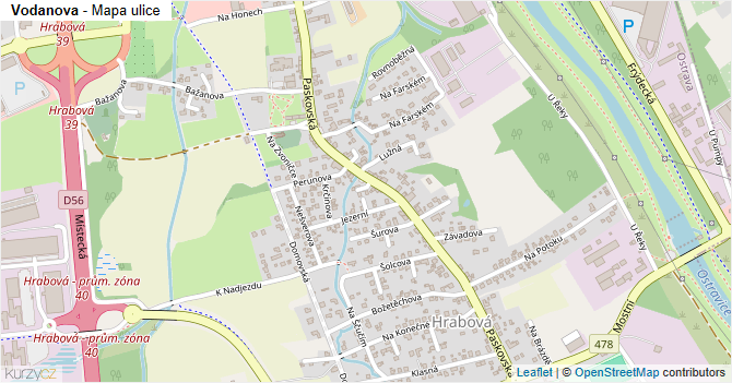 Vodanova - mapa ulice