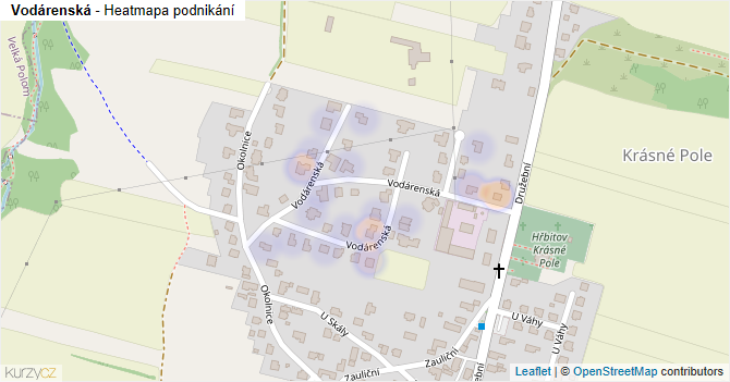 Vodárenská - mapa podnikání