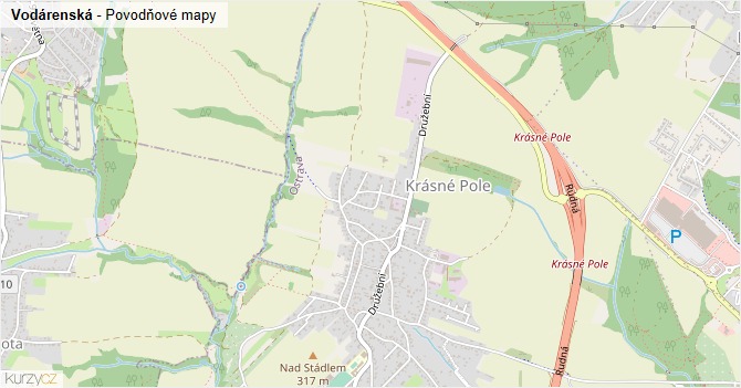 Vodárenská - záplavové mapy stoleté vody