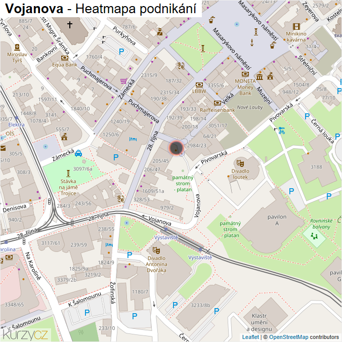 Mapa Vojanova - Firmy v ulici.