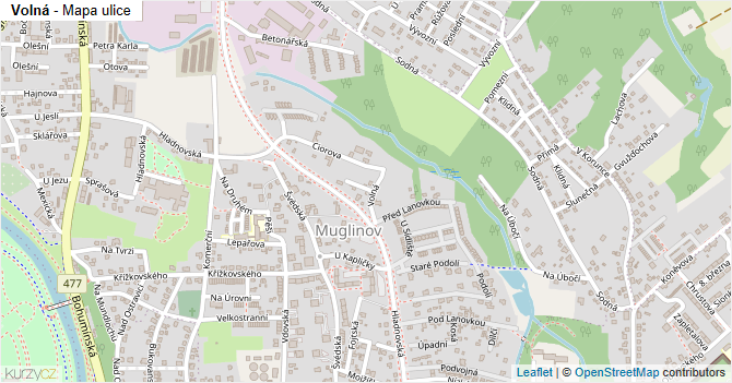 Volná - mapa ulice