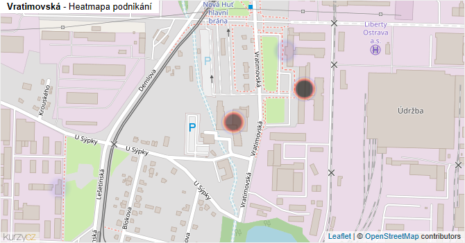 Vratimovská - mapa podnikání