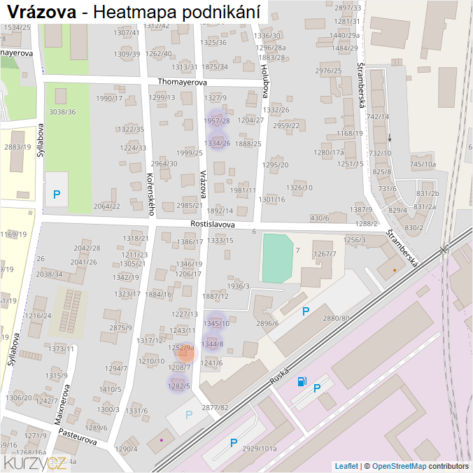 Mapa Vrázova - Firmy v ulici.