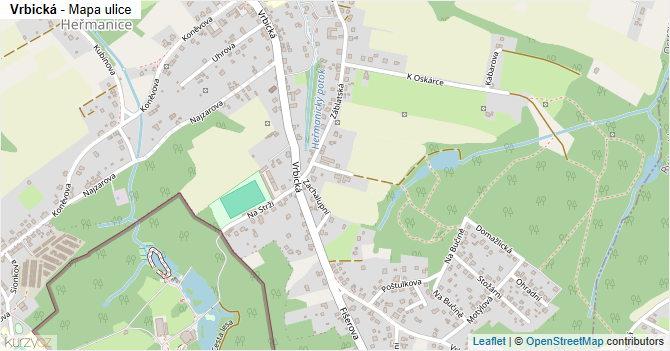 Vrbická - mapa ulice