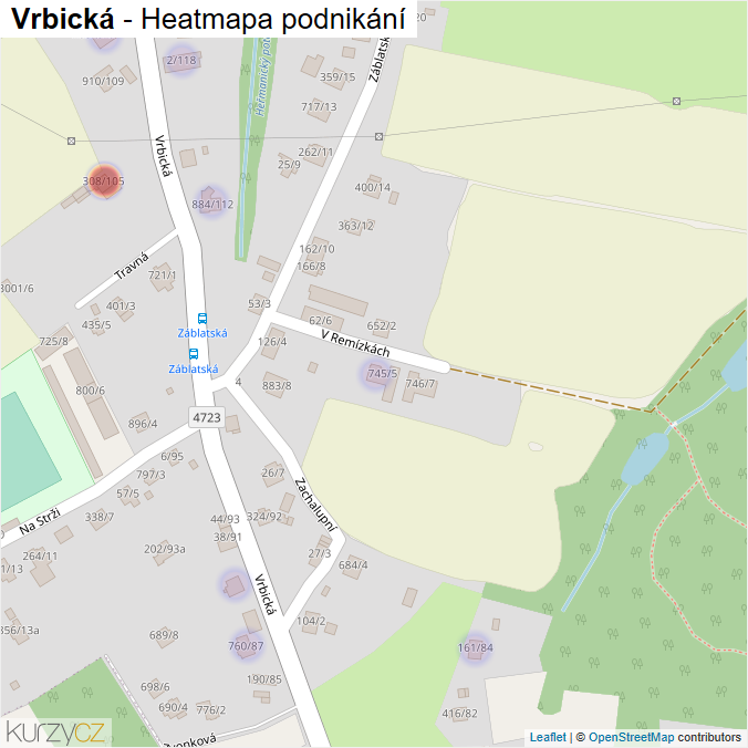 Mapa Vrbická - Firmy v ulici.