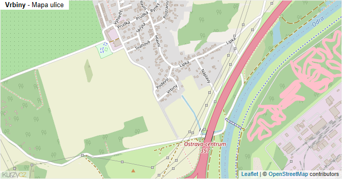 Vrbiny - mapa ulice