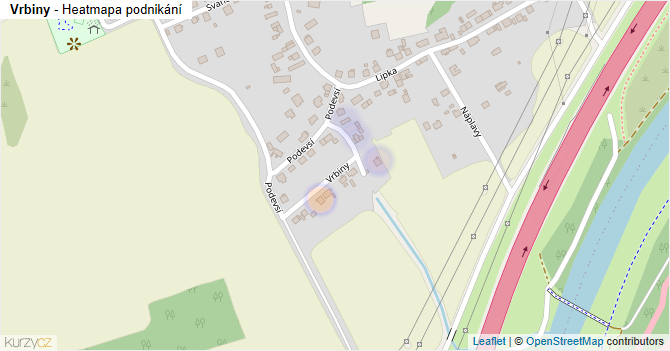 Vrbiny - mapa podnikání