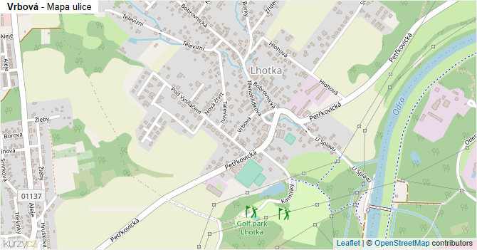 Vrbová - mapa ulice