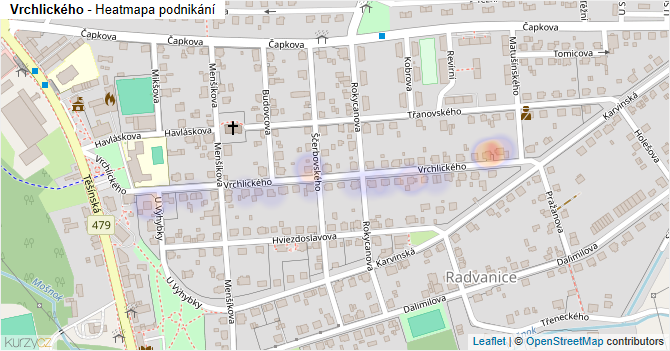 Vrchlického - mapa podnikání