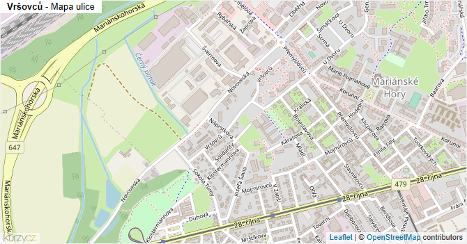 Vršovců - mapa ulice