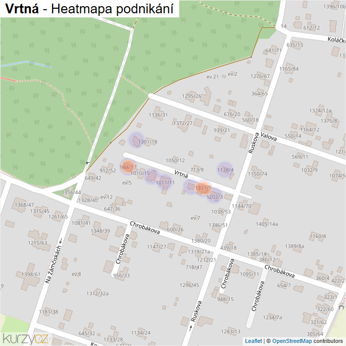 Mapa Vrtná - Firmy v ulici.