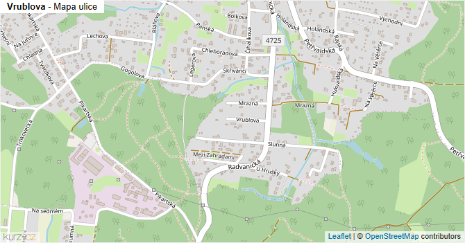 Vrublova - mapa ulice