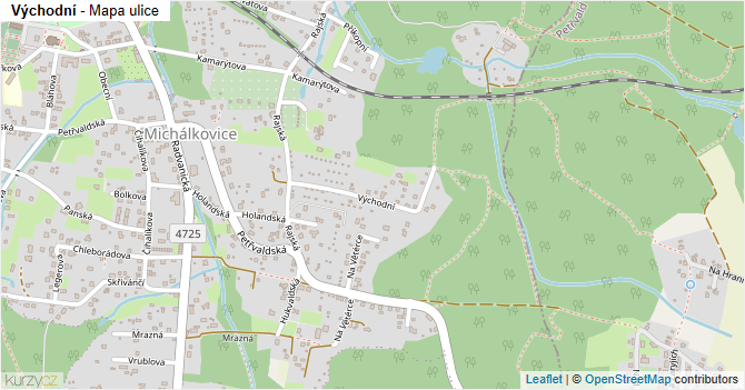 Východní - mapa ulice