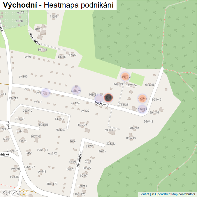 Mapa Východní - Firmy v ulici.