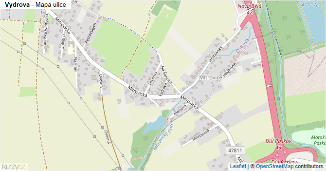 Vydrova - mapa ulice