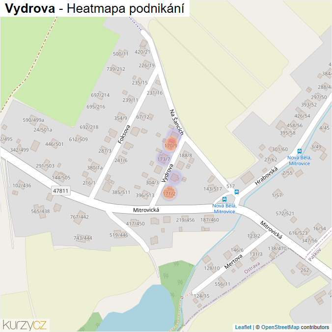 Mapa Vydrova - Firmy v ulici.