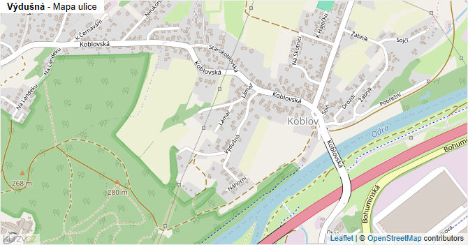 Výdušná - mapa ulice