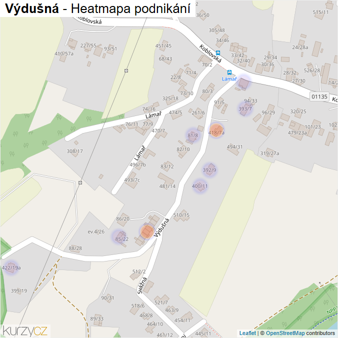 Mapa Výdušná - Firmy v ulici.