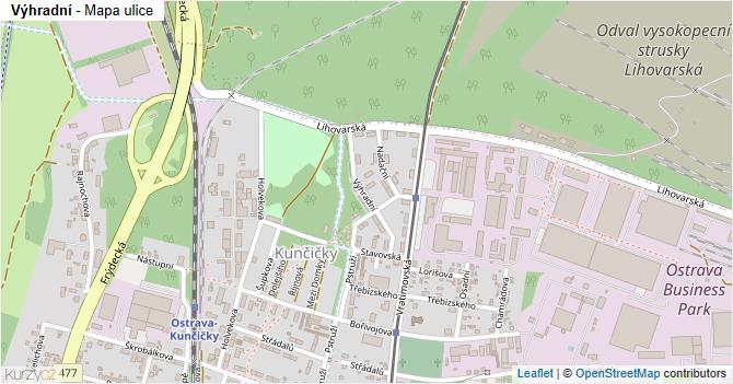 Výhradní - mapa ulice