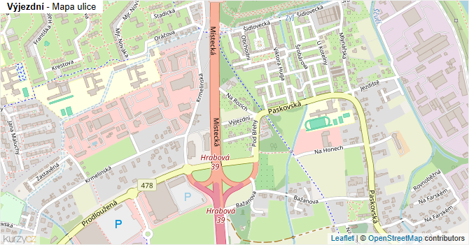Výjezdní - mapa ulice