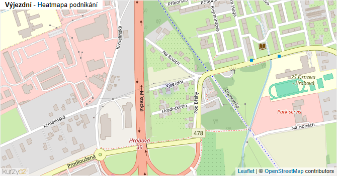 Výjezdní - mapa podnikání