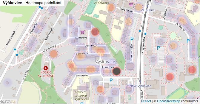 Výškovice - mapa podnikání