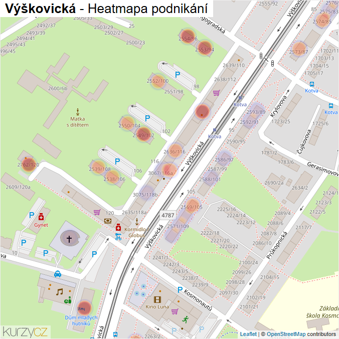 Mapa Výškovická - Firmy v ulici.