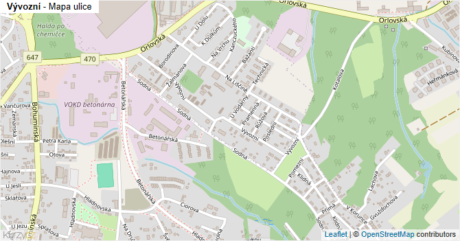 Vývozní - mapa ulice