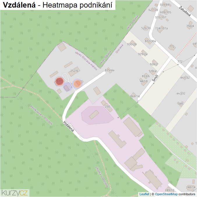 Mapa Vzdálená - Firmy v ulici.